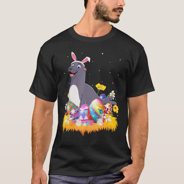 Lönsamt Påskägg Cute Sälar Påsk Söndag T Shirt (Framsida)