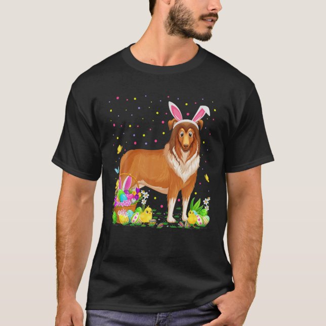 Lönsamt Påskägg Hunting Rough Collie Hund S T Shirt (Framsida)