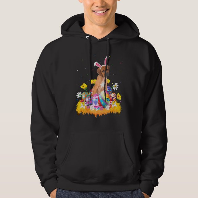 Lönsamt Påskägg Rhodesian Ridgeback Hund Påsk Hoodie (Framsida)