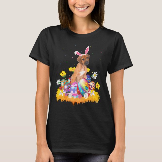 Lönsamt Påskägg Rhodesian Ridgeback Hund Påsk T Shirt (Framsida)