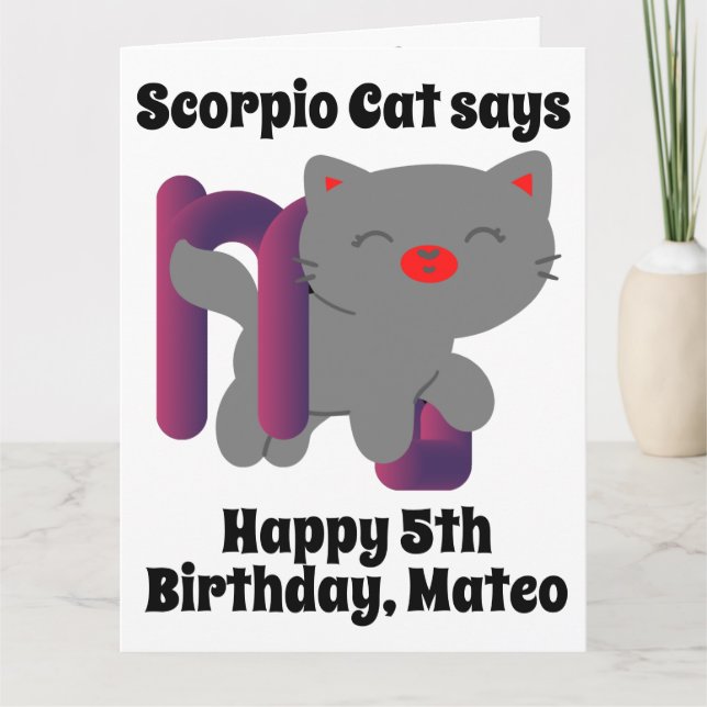Lönsamt Scorpio Cat Personlig Birthday Card Kort (Framsida)