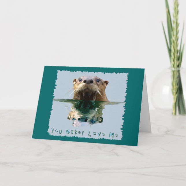 Lönsamt SEA OTTER-hälsningskort Helgkort (Framsida)