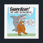 Lönsamt Shark and Bear Team upp som SharkBear Magnet<br><div class="desc">Här är en lustig tecknad med en underbar vit haj som rider på en brunbjörns rygg och säger att VI ÄR OVINCIBLE! Men björnen är söt och folk kan se dem. Tack för att du väljer den här originalsymbolen med © Chuck Ingwersen. Jag är en oberoende-artist, och jag publicerar tecknader...</div>