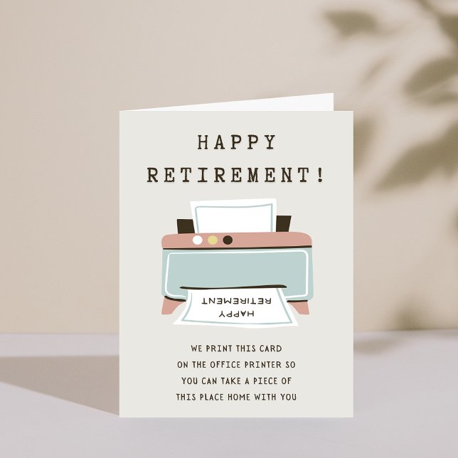 Lönsamt skrivarkort Lycklig Pension Inbjudan (Funny Printer Happy Retirement Card)