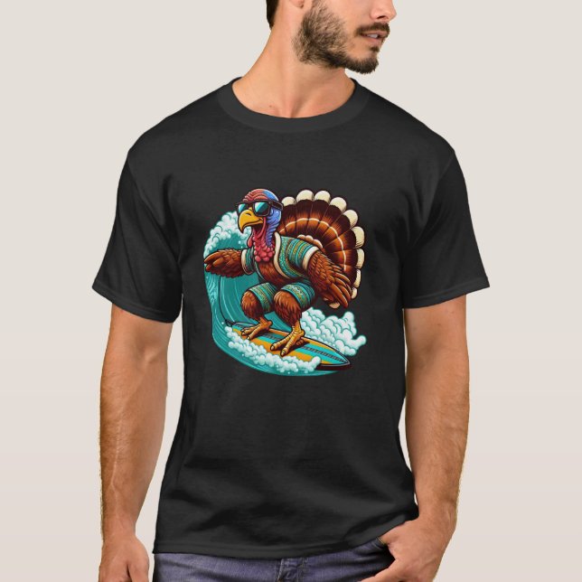 Lönsamt Turkiet Surfer Thanksgiving Surfing Womens T Shirt (Framsida)