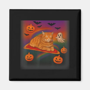 Lönt Galaxy-katt i rymdkattan Riding Pizza Halltos Magnet