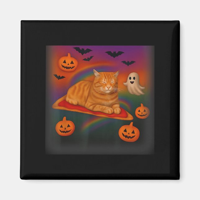 Lönt Galaxy-katt i rymdkattan Riding Pizza Halltos Magnet (Framsidan)