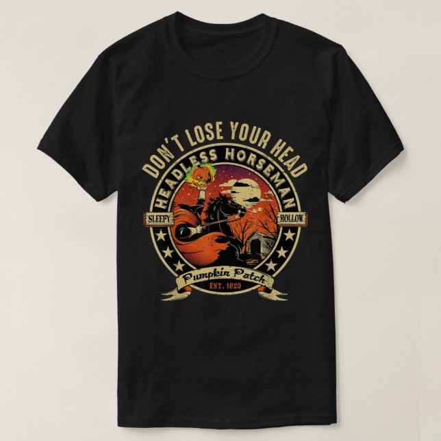Lönt Headless Horseman Urban Legend Halloween Pum T Shirt (Design framsida)