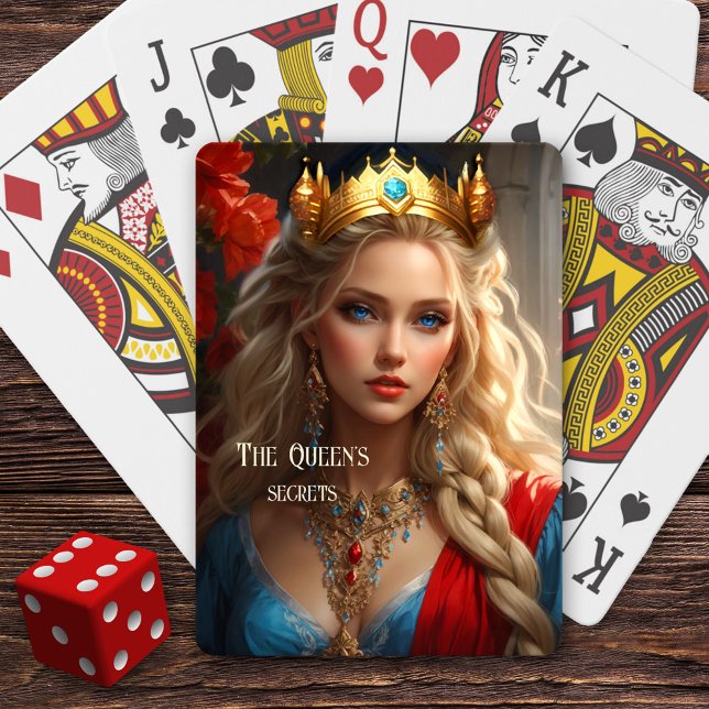 Lönt Magic Queen Poker Spelkort Deck (Funny deck of playing cards showing an image of a queen with secrets in an artistic medieval outfit)