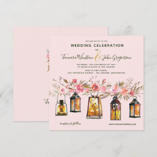 Lönternor för Guld i Rustic Ro och Ljus Blommigt B Inbjudningar