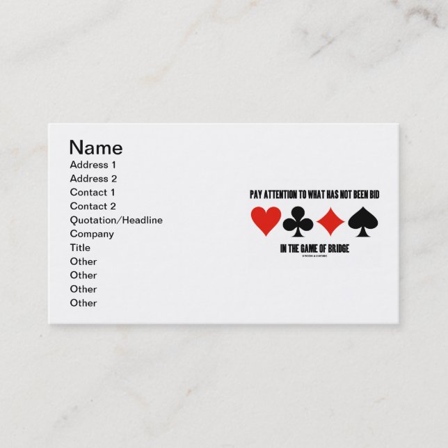 Lönuppmärksamhet till vad inte har varit anbud in, visitkort (Framsida)