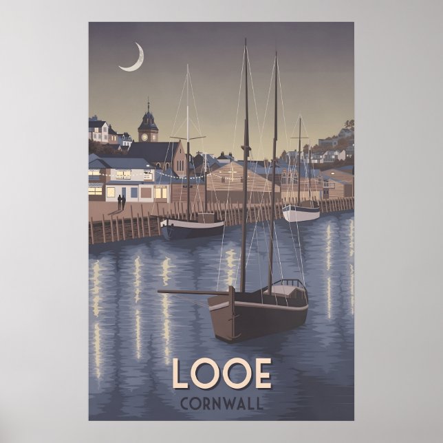 Looe Cornwall Resemålningaffisch Poster (Framsidan)