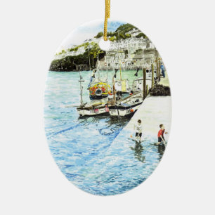 "Looe hamn" prydnad Julgransprydnad Keramik