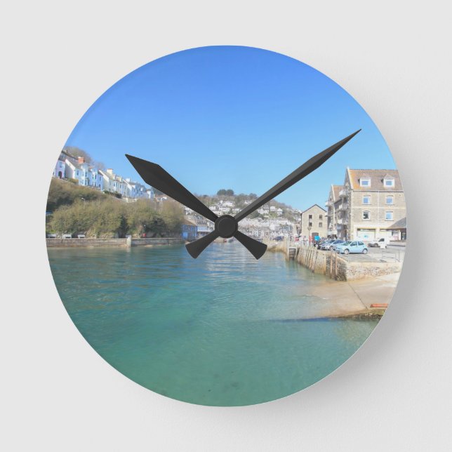 Looe in Cornwall Clock Rund Klocka (Framsida)