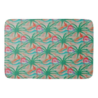 Look för FlamingopalmträdBurlap Badrumsmatta