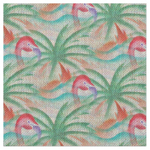 Look för FlamingopalmträdBurlap Tyg