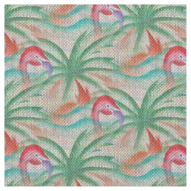 Look för FlamingopalmträdBurlap Tyg (Närbild)