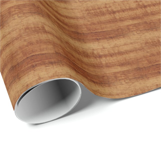 Look för korn för lockig Koa Acacia Wood Presentpapper (Rullad Hörn)