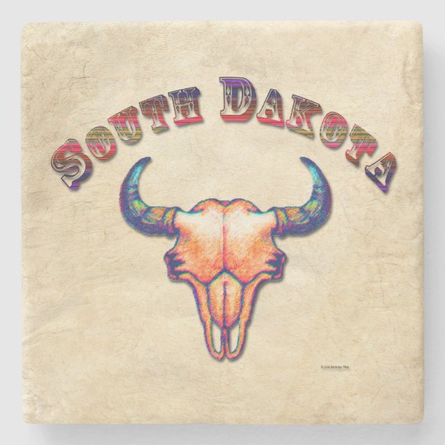 Look för läder för South Dakota buffelskalle Underlägg Sten (Framsidan)
