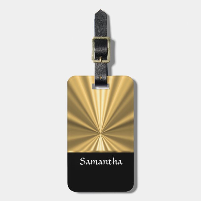 Look och svart för personlig guld- bagagebricka (Vertikal Framsida)