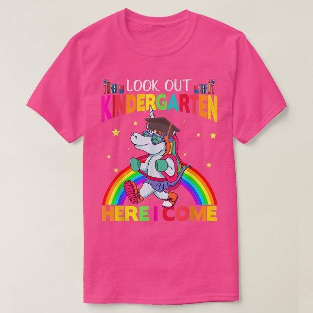 Look Out Kindergarten Here I Come Funny Unicorn Ba T Shirt (Design framsida)