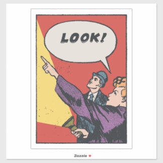 LOOK! The Thing in the Sky • Golden Era Comic Art Klistermärken