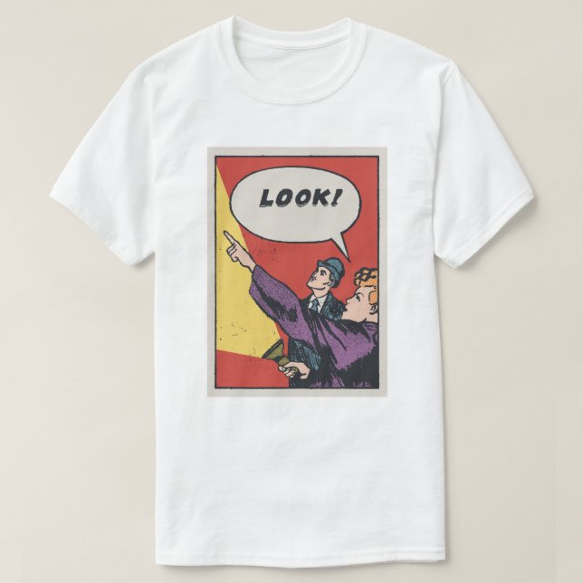 LOOK! The Thing in the Sky • Golden Era Comic Art T Shirt (Design framsida)