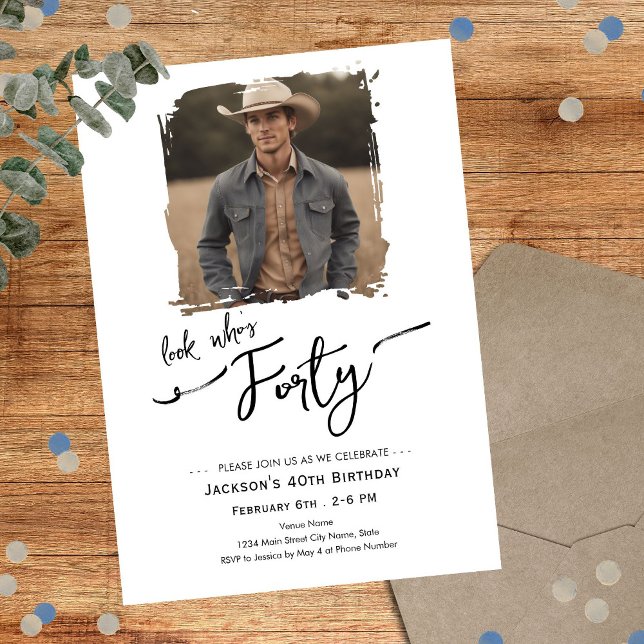 Look Who's 40 Minimal Photo Birthday Inbjudningar (Skapare uppladdad)