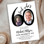 Look who's 60 modern photo 60th birthday party inbjudningar<br><div class="desc">Trendy bold typography Look Who's sixty funny 60th birthday party invitation with 2 photos and modern script. Easy to personalize with your details and pictures.</div>