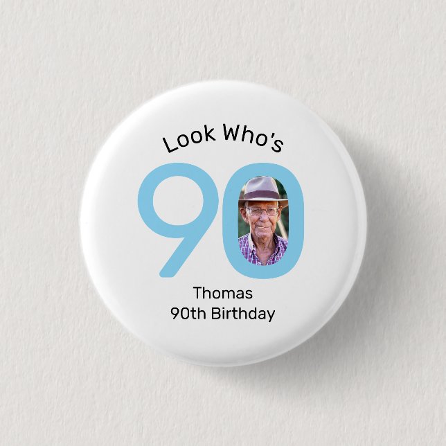Look Who's 90 Photo 90th Birthday Knapp (Framsida)