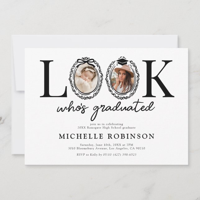 Look Whos Graduated Photo Graduation Party Inbjudningar (Framsida)