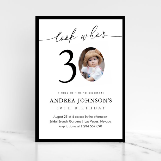 Look Who's Thirty 30th Birthday Childhood Photo Inbjudningar (Skapare uppladdad)