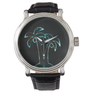 Looken av neon som tändas upp tropiska palmträd armbandsur