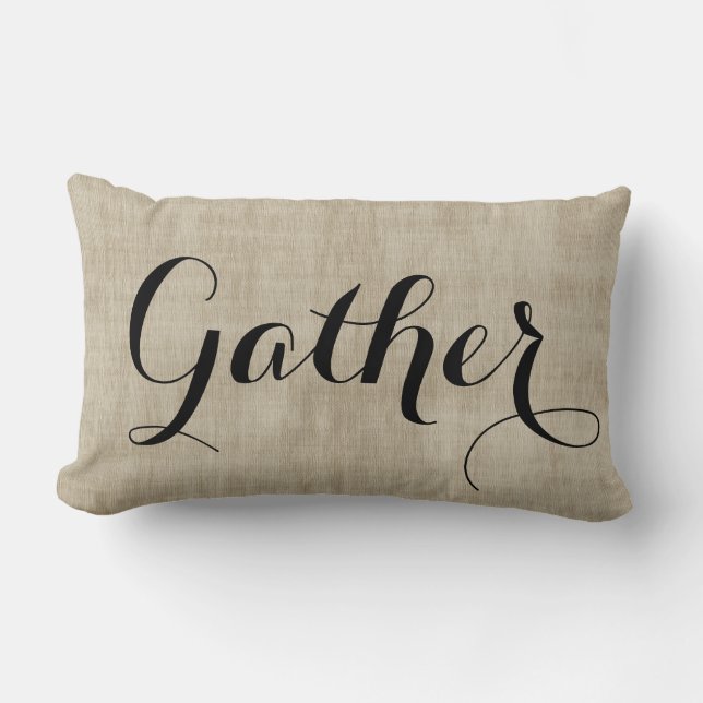 Looken för Burlap för hösten för hopsamlingen Lumbarkudde (Framsida)