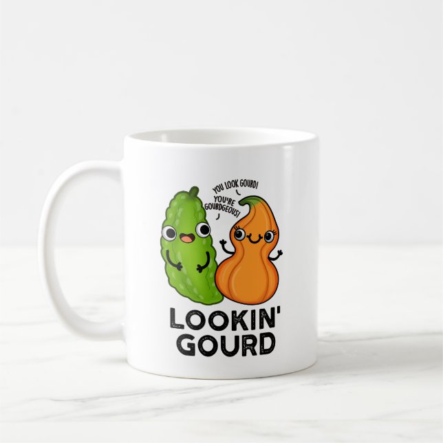 Lookin Gourd Funny Veggie Pun Kaffemugg (Vänster)
