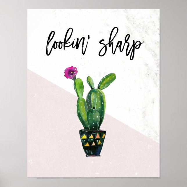 Lookin Vass |  Rosa Marble and Cactus Poster (Framsidan)