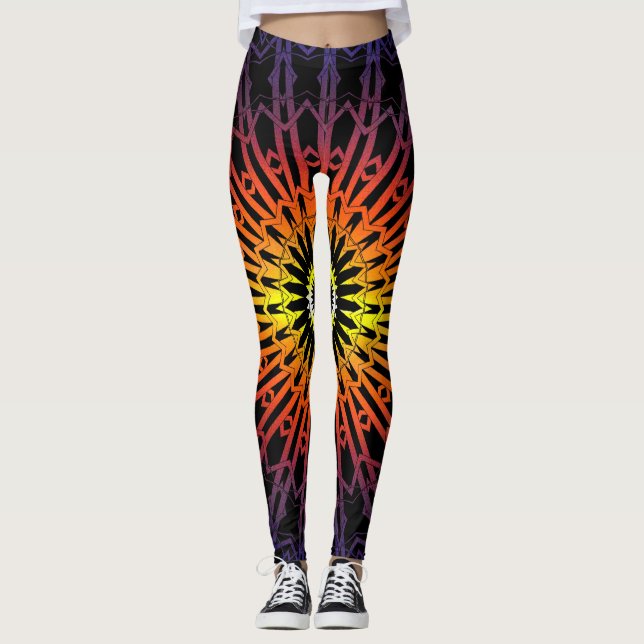 Looking Glass Mandala 2 ( regnbåge ) Leggings (Framsida)