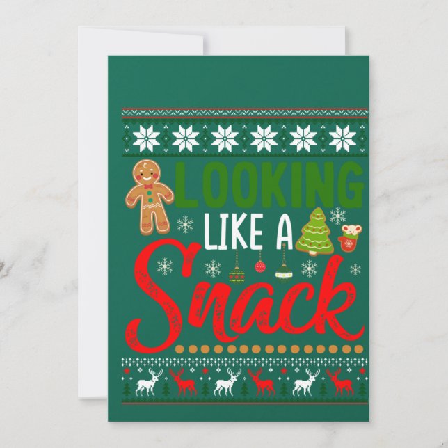 Looking Like A Snack Funny Christmas Cookie Ugly Inbjudningar (Framsida)
