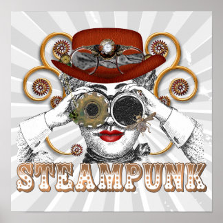 looking steampunked steampunk collage art poster