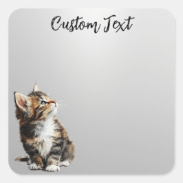 Looking Up Cat -5 | Personalized Custom Text Fyrkantigt Klistermärke