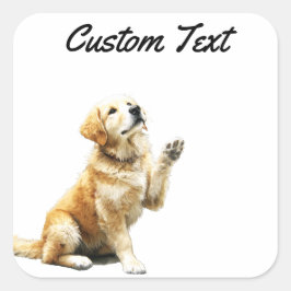 Looking Up Puppy-4 | Personalized Custom Text Fyrkantigt Klistermärke