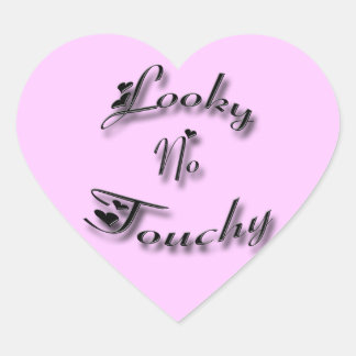 Looky No Touchy Black Hjärtformat Klistermärke