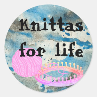 Loom Knitting roligt Sticker Runt Klistermärke