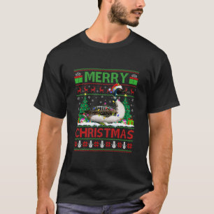 Loon Bird Älskare Julafton Lighting Santa Ugly Lo T Shirt