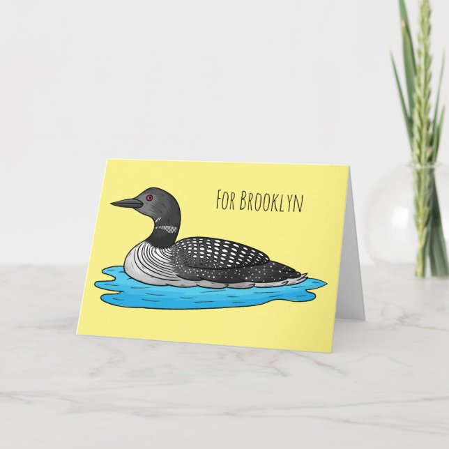 Loon bird cartoon illustration kort (Framsida)