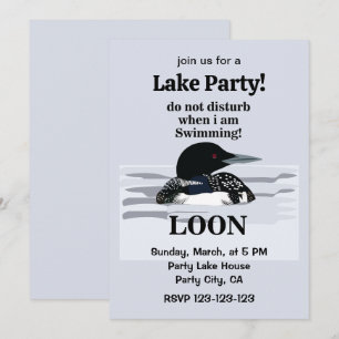 Loon Common Loon Bird Party vid Sjö Inbjudningar