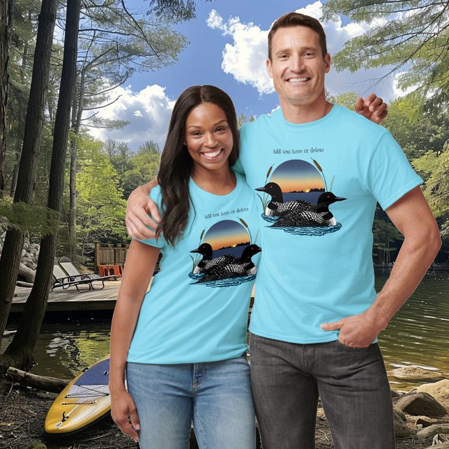 Loon Couple Sunset Blue T Shirt (Skapare uppladdad)