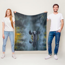 Loon familjemålning fleecefilt