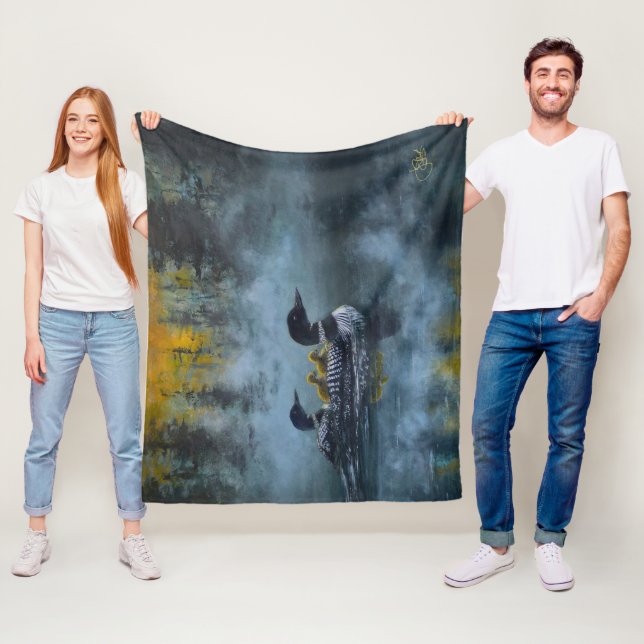 Loon familjemålning fleecefilt (På plats)