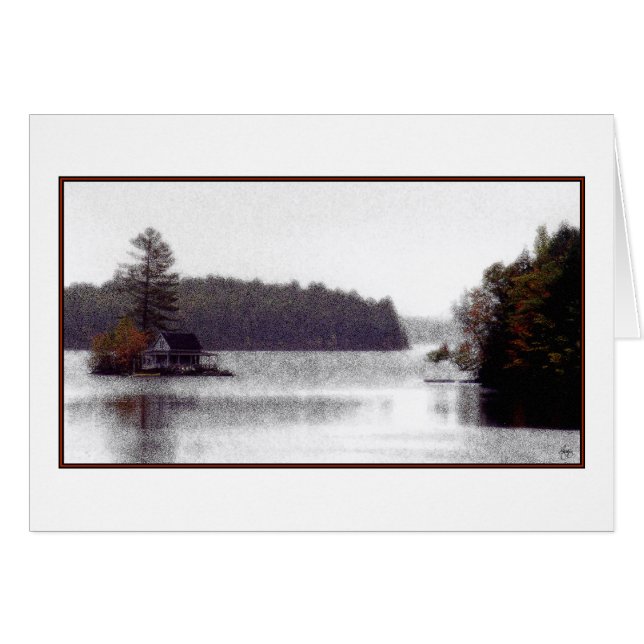 Loon Island Misty Mindscape Card Hälsningskort (Framsidan Horizontal)